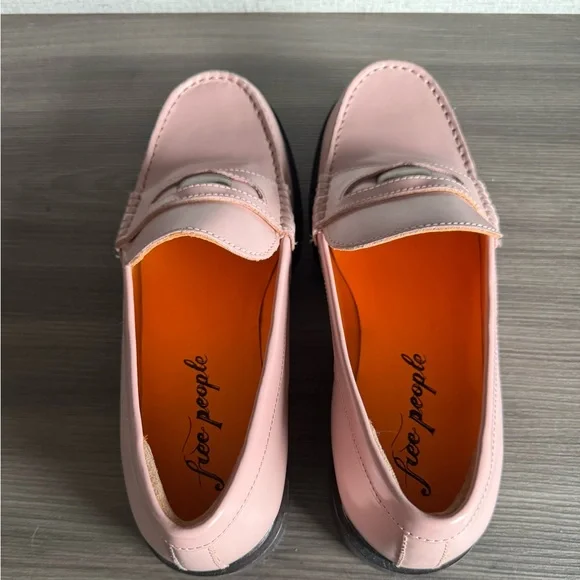 Never worn-Free People Pink Slip-On Loafers - Picture 2 of 5